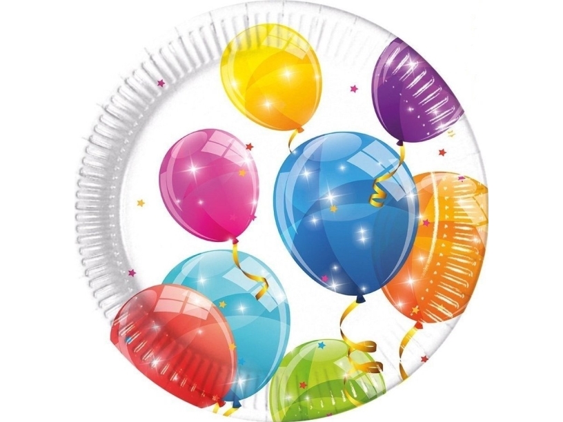 Gnistrande ballongtallrikar 23 cm papper (8 st) | Catering - Engångsservis - Tallrikar | GameStuff