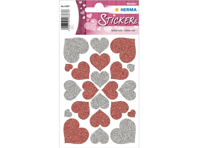 Magiske Hjerter Sølv Og Rød Sticker