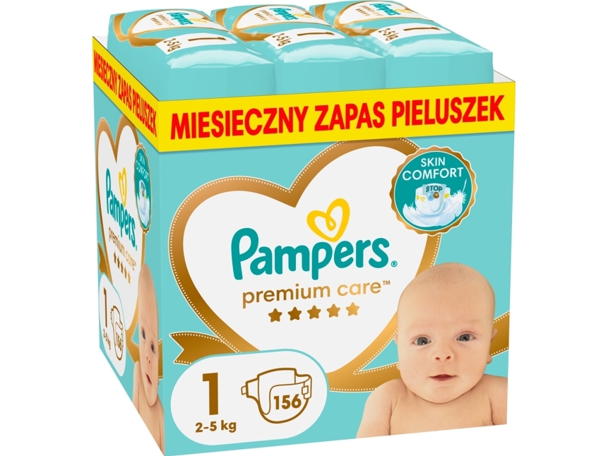 Pampers Premium Care Tape Windeln, Größe 1, 156 Windeln, 2-5Kg