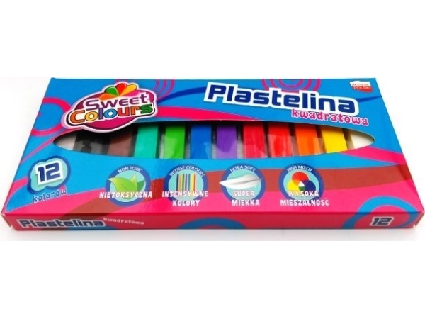 Plasticine 12-Farvet Kvadrat Koma-Plast