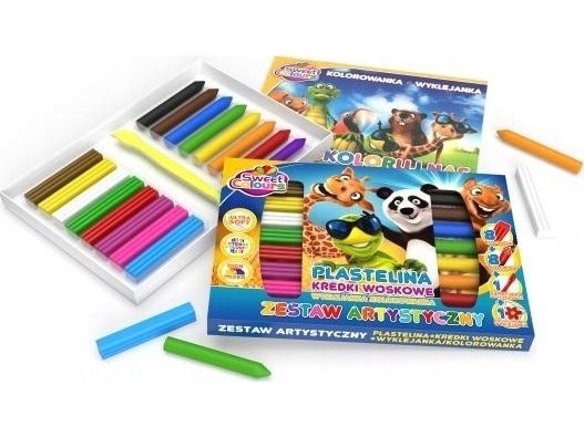 Plastilinsæt 8 farver + farveblyanter 8 farver