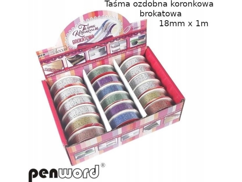 Koristeellinen pitsinauha glitter 18mmx1m (18kpl)