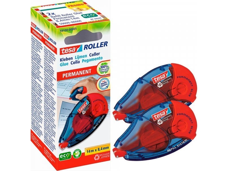 Tesa - Dubbelsidig tejp 50 m - vit (paket om 2) | Kontorsmaterial - Tejp & dispensrar - Kontors tejp | GameStuff