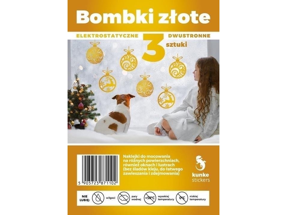 Double-sided electrostatic gold baubles 3pcs