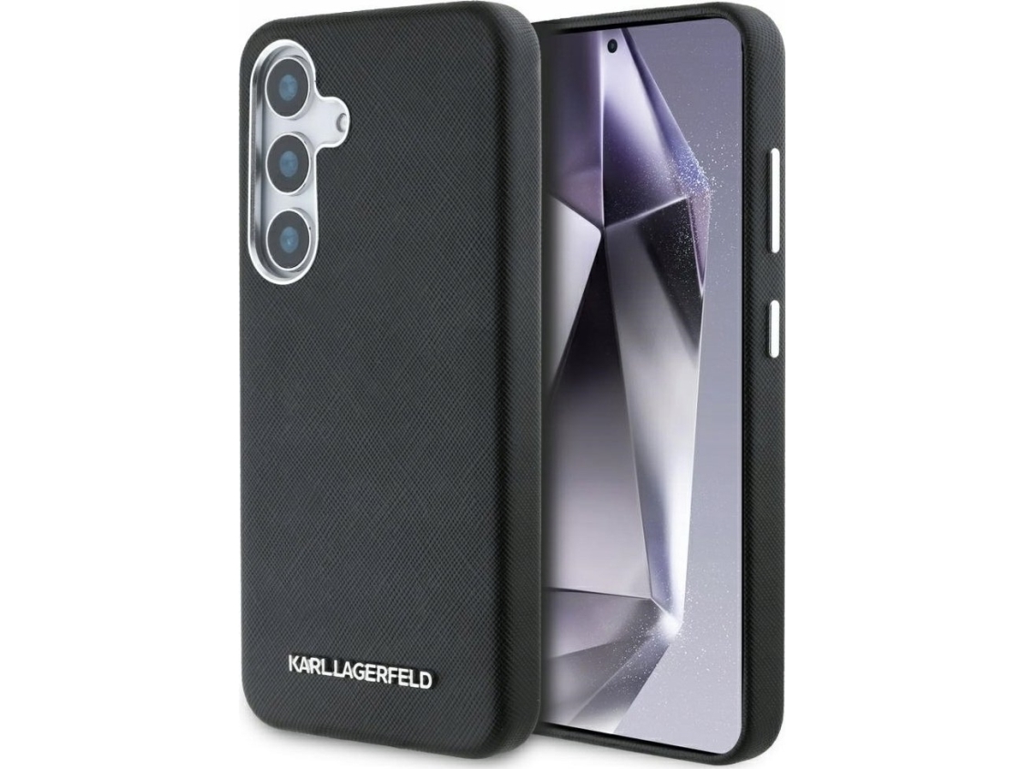 Karl Lagerfeld Saffiano Full Wrapped Elongated Metal Logo Magsafe Samsung Galaxy S25 Mobilskal Svart