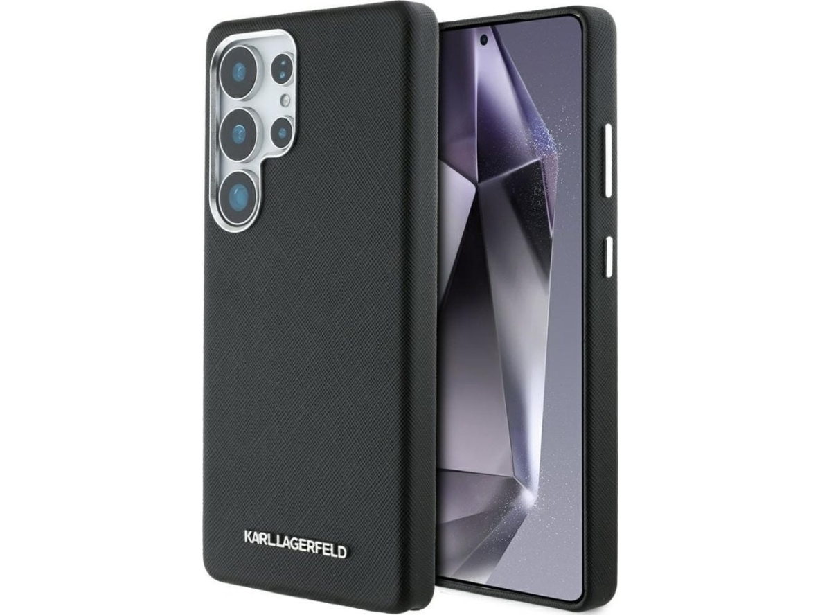 Karl Lagerfeld Saffiano Helomlindat Långstrackt Metall Logo Magsafe Samsung Galaxy S25 Ultra Telefonfodral Svart
