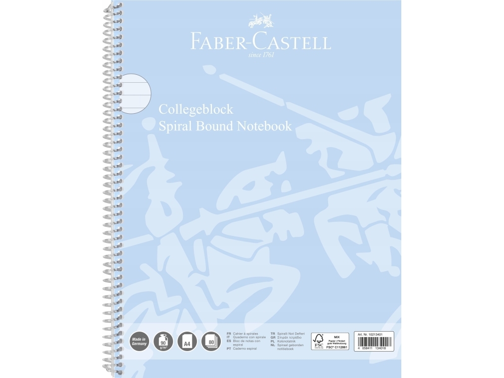 Faber-Castell anteckningsblock College A4 linjer ljusblå | Papper & Emballage - Block & Post-It - Anteckningsböcker | GameStuff