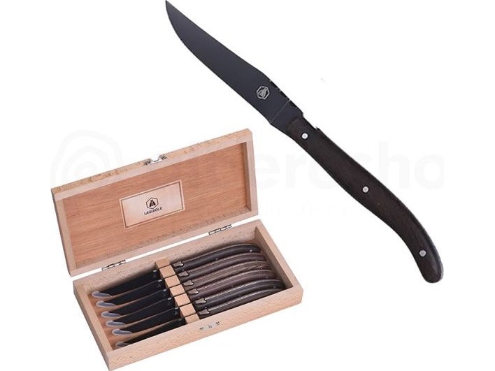 Laguiole 6 Tlg. Steakmesser Sæt Sv. Klinge U. Wengegriff