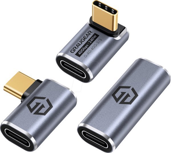 Adapter Usb Graugear Graugear 40Gbps Usb-C Adapter Aluminium 3Er Pack