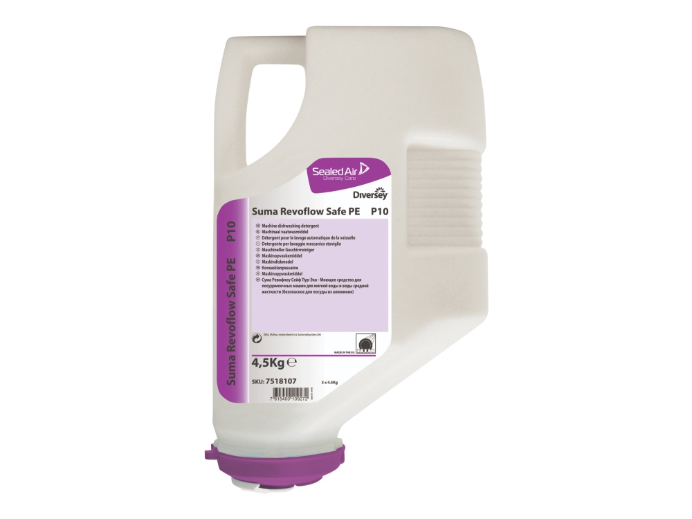 Diversey Suma Revoflow Safe Pur-Eco P10 - Vaskemiddel - Granulært Pulver - Kassette - 4.5 Kg - Professionel - Maskinklar - Koncentreret - Hvid (Pakke