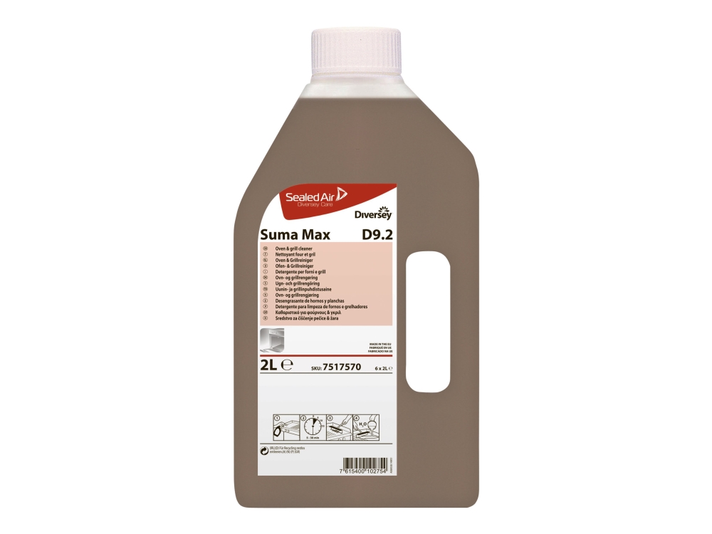 Suma Max D9.2 - Affedter - Flaske - 2 L - Professionel - Koncentreret (Pakke Med 6)