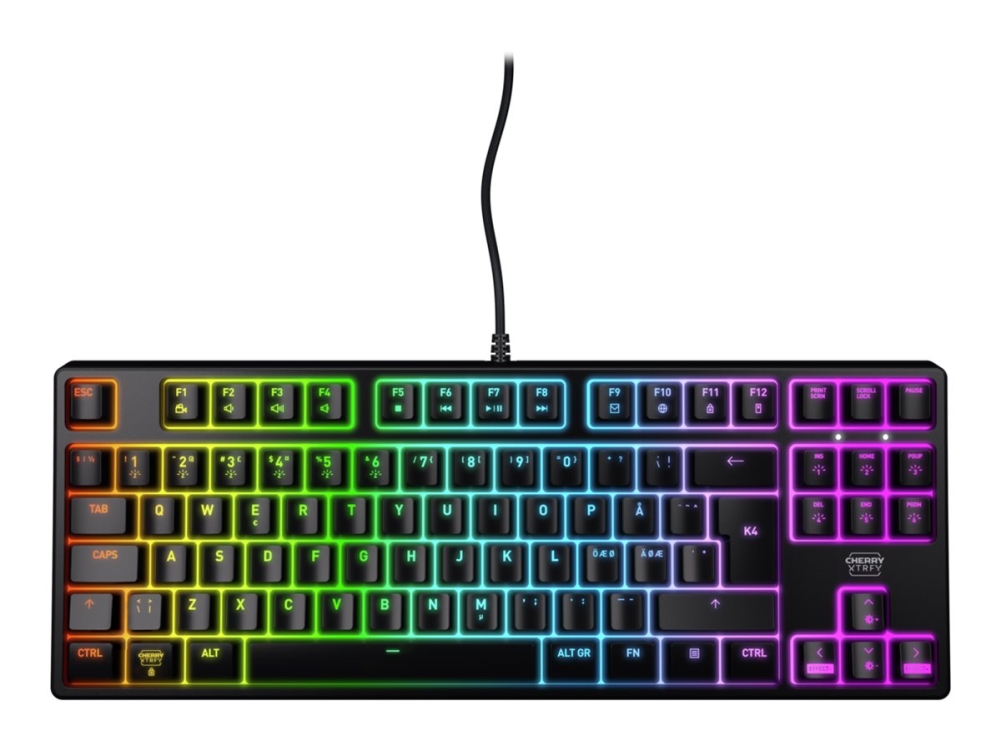 Cherry Xtrfy K4v2 Tastatur Mekanisk Gaming Rgb 80 Tkl Bagbelyst Usb Qwerty Usa Tastkontakt: Cherry Mx2a Red Sort