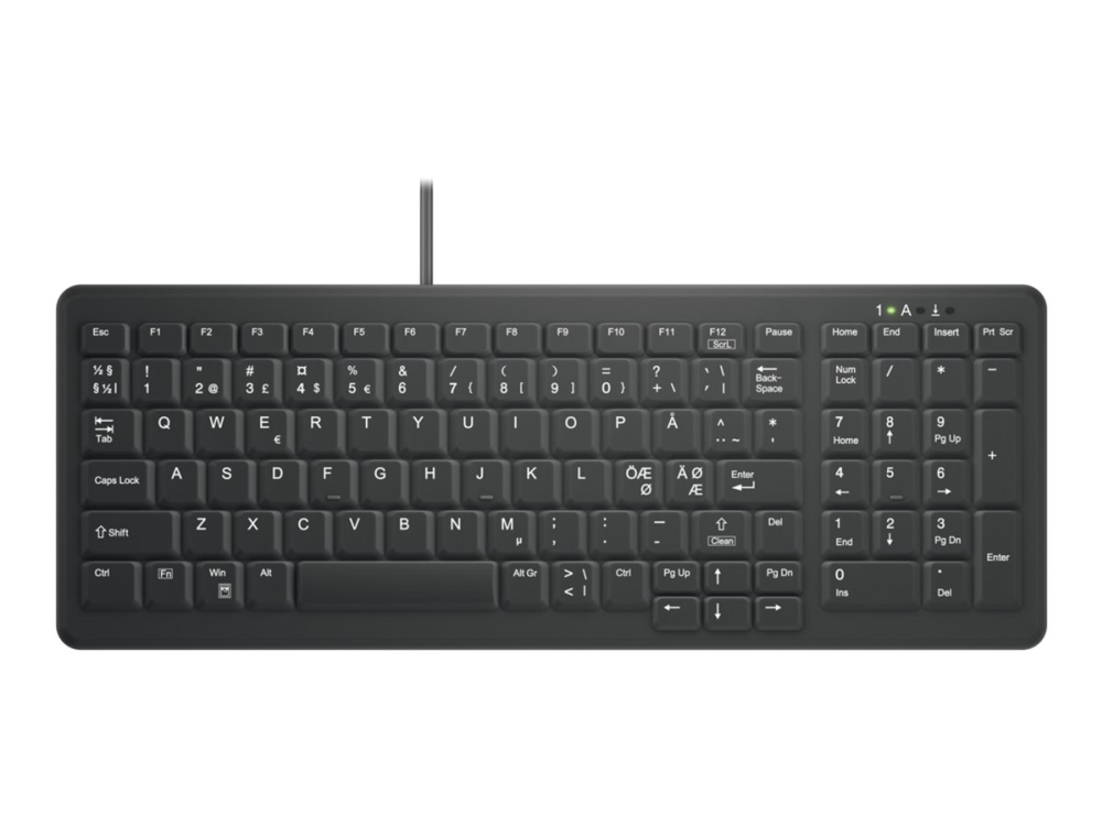 Active Key Hygiene Compact Keyboard Numpad Black Nordic