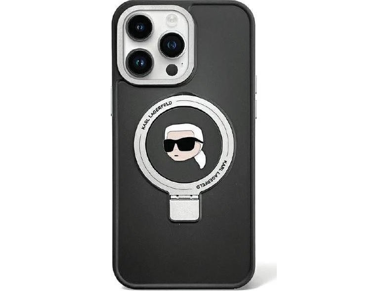 Apple Iphone 15 Karl Lagerfeld Dėklas Ring Stand Karl Head Magsafe (Klhmp15shmrskhk) Juodos Spalvos