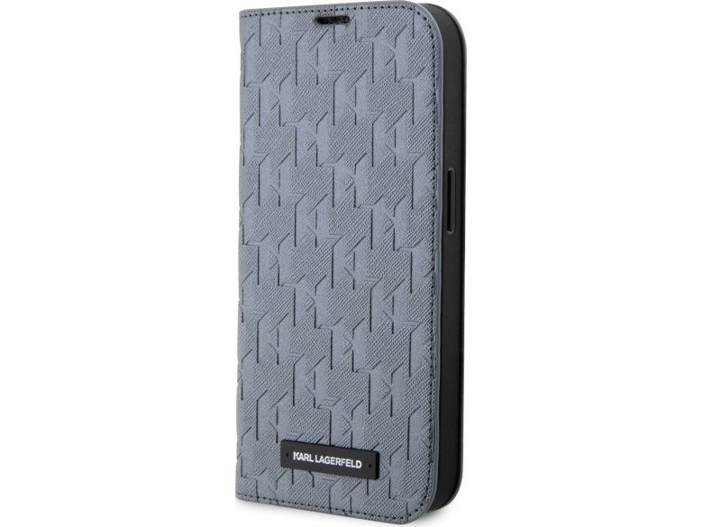Etui Karl Lagerfeld Karl Lagerfeld Klbkp14ssaklhpg Iphone 14 6,1" Bookcase Silber / Silber Saffiano Monogramm