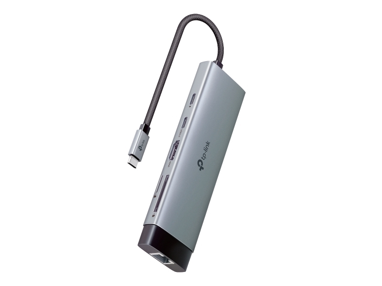 TP-Link UH6120C USB Type-C 9-porttinen keskittimen 1x HDMI, 1x 1G Ethernet, 1x SD, 1x microSD, 1x PD 100W, 1x USB-C, 3x USB-A