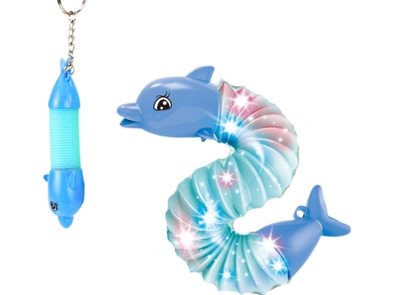 Leuchtender Pop Tube Delfin Schlüsselanhänger 12 Stück