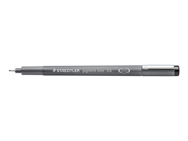Staedtler Pigment Liner 308, Musta, Hienojakoinen, Musta, Harmaa, Pyöreä, Väriainepohjainen muste, 0,6 mm