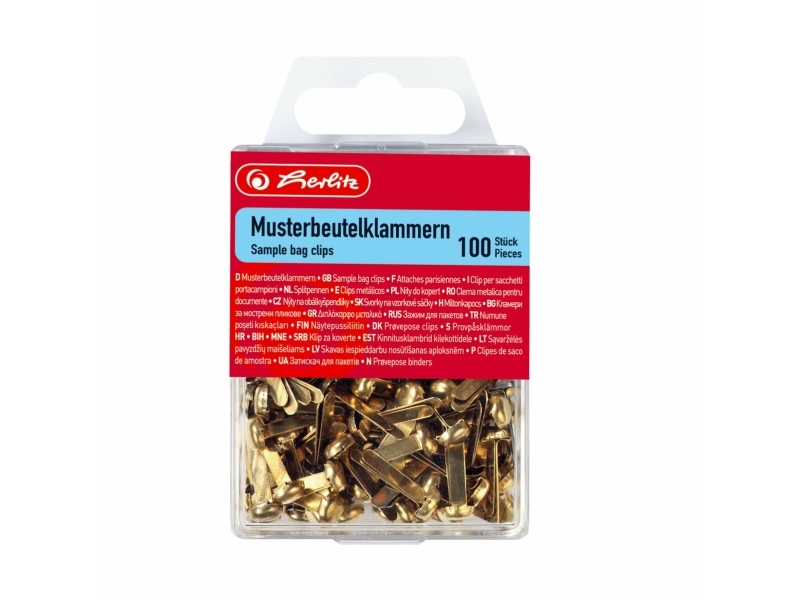 Herlitz 8770307, Metall, mässing, 100 styck | Kontorsmaterial - Kontorstillbehör - Papper clips | GameStuff
