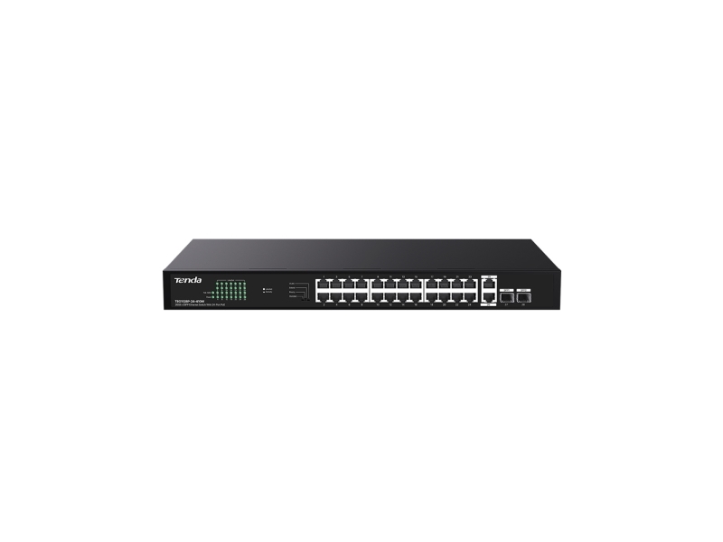Tenda Teg1128p-24-410W, Unmanaged, Gigabit Ethernet (10/100/1000), Power Over Ethernet (Poe), Rack-Einbau, Wandmontage