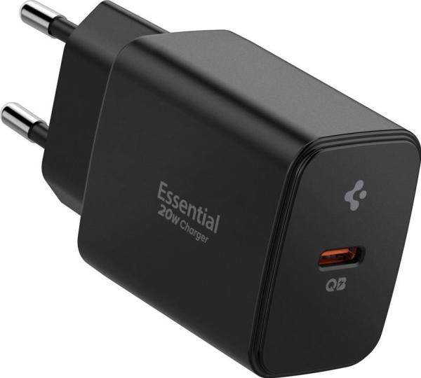 Spigen Essential Ee201eu Usb-C 20W Wall Charger - Juodas