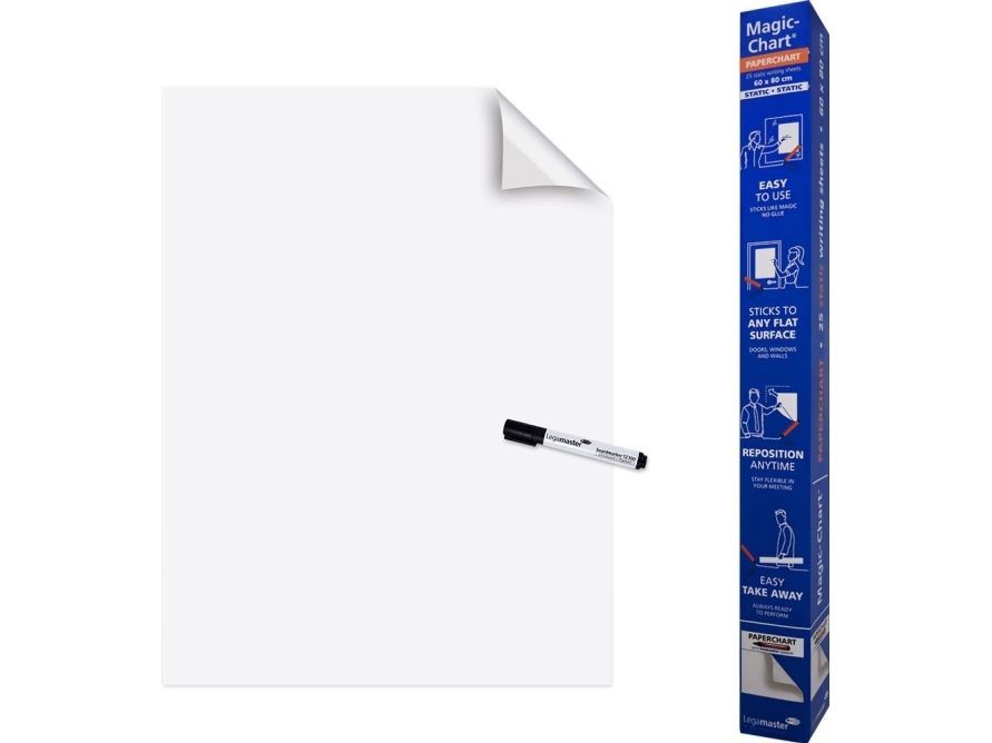 Legamaster Magic Chart Paperchart - rullar med 25 tavlor 60x80cm - Statisk elektrisk film - fäster på nästan alla ytor | Kontorsmaterial - Kontorstillbehör - Övriga | GameStuff