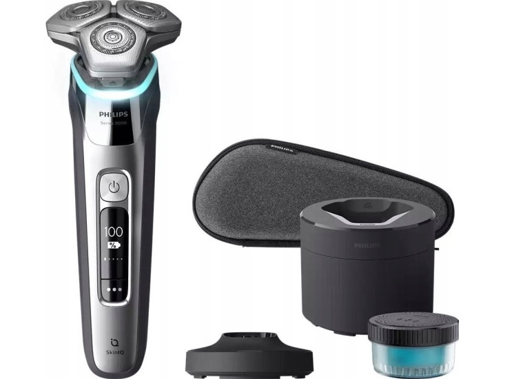 Philips Shaver Series 9000 S9975/55 Rakapparat För Våt Och Torrakning Med Skiniq Roterande Rakhuvud Silver Dual Steelprecision Blades Groomtribe