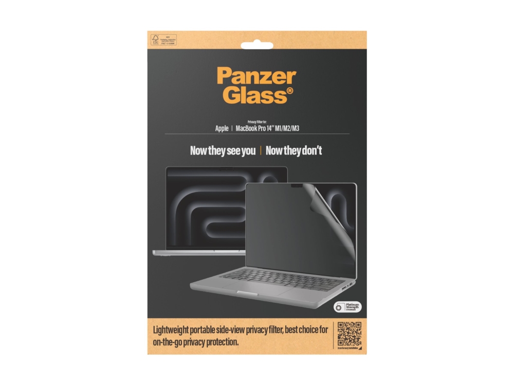 Panzerglass Privacy Filter Macbook Pro 14" | M1 | M2 | M3 | M4, Apple, Apple - Macbook Pro 14“, Trockene Anwendung, Kratzresistent, Transparent, 1