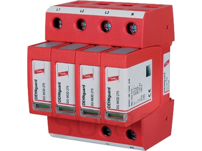 DESITEK Type 2 SPD, for max. 275 V AC, 230/400 V AC på TNS net, med fjernmelder