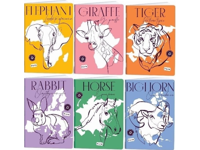 Notebook A4/60K Check Animals (10Pcs) Mar Mar