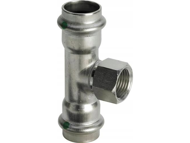 VIEGA Inox tee 28mmx½ INOX, rustfri stål, med SC-Contur med muffe på grenen | VVS Artiklar - Rör & Kopplingar - Tryckrör och rördelar | GameStuff