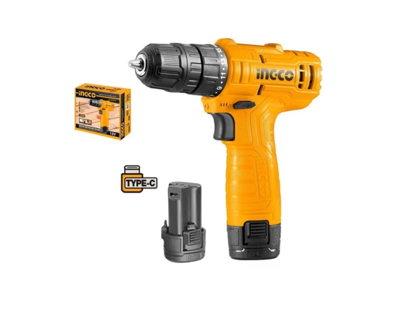 Ingco CDLI12428, R&auml;tvinklig borr, 1 cm, 750 RPM, 0,8 mm, 20 nm, Batteri