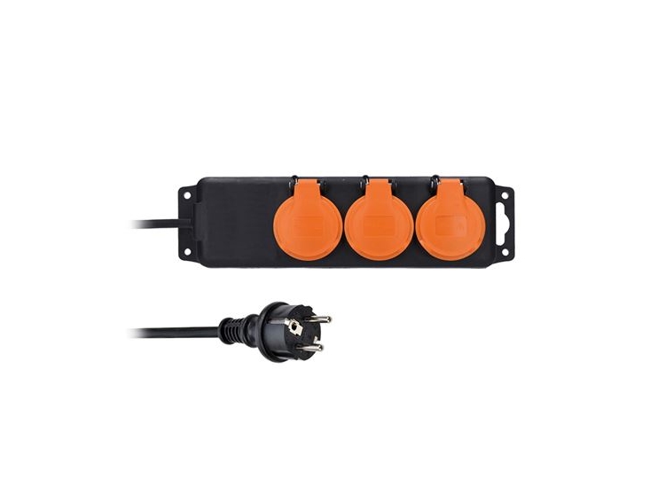 Solight Pp322, 3 M, Indendørs/Udendørs, Type E, Type E, Lige, Ip44