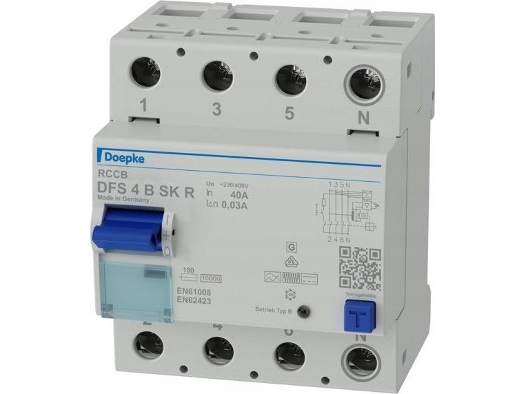 Felströmsbrytare HPFI DFS4 040/0,03 B SK, nollställning till höger | EL Artiklar - Elcentral - Jordfelsbrytare | GameStuff
