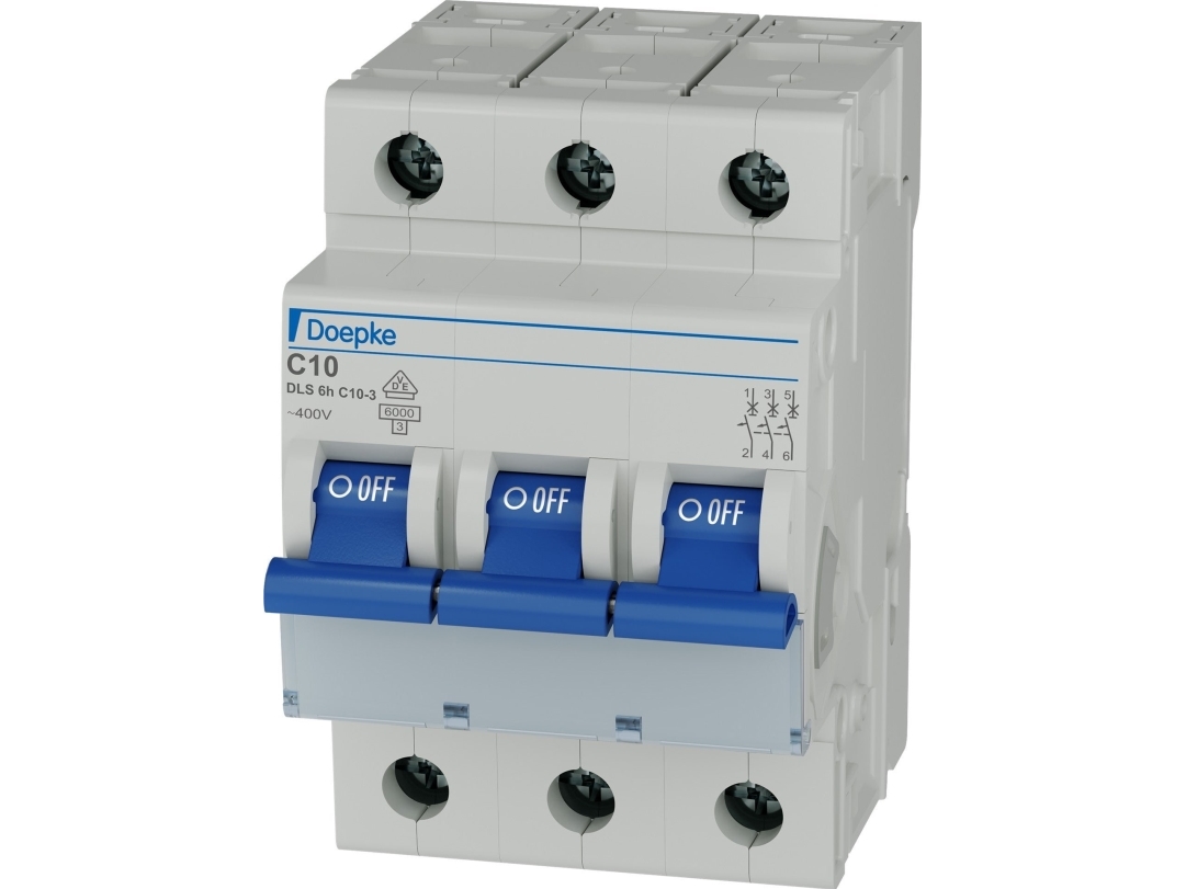 Doepke 09914291 Dls6h C10a 3Polig 6Ka Ledningssikkerhedsafbryder 3-Polet 10 A 230 V, 400 V