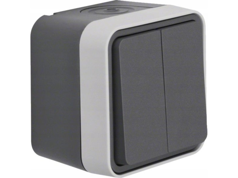 Dobbelttryk grå komplet W1 | Lauritz Knudsen - LK FUGA - Strömbrytare & Kontaktdon | GameStuff