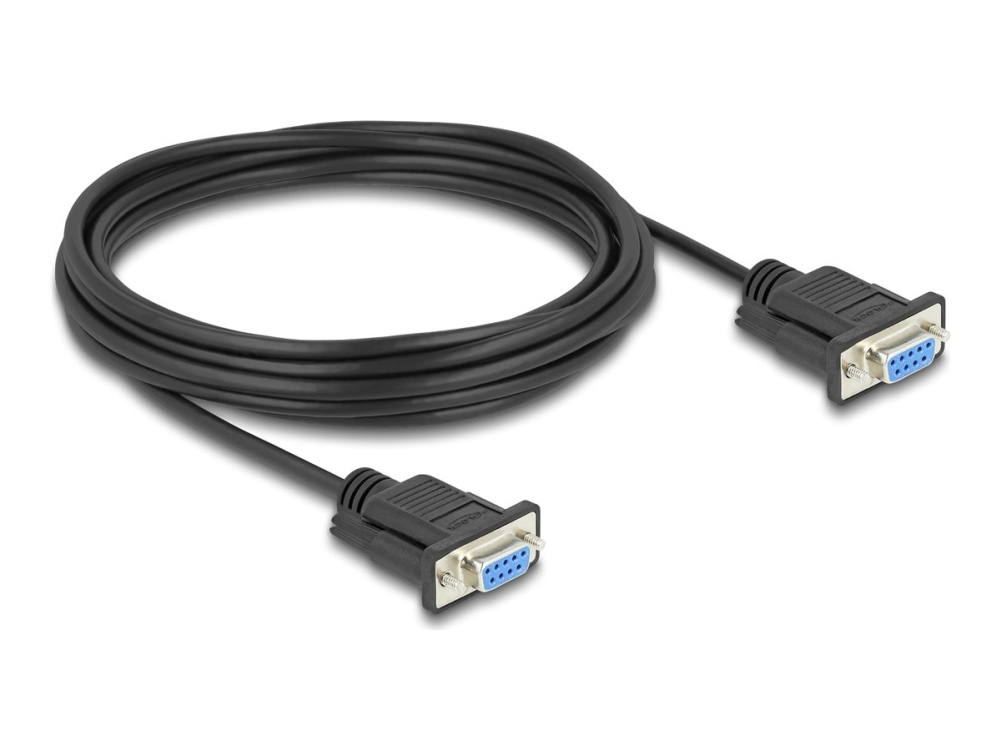 Delock - Serielt Kabel - Db-9 (Hun) Til Db-9 (Hun) - 5 M - Tommelskruer, Understøtter Rs-232 Seriell Interface - Sort