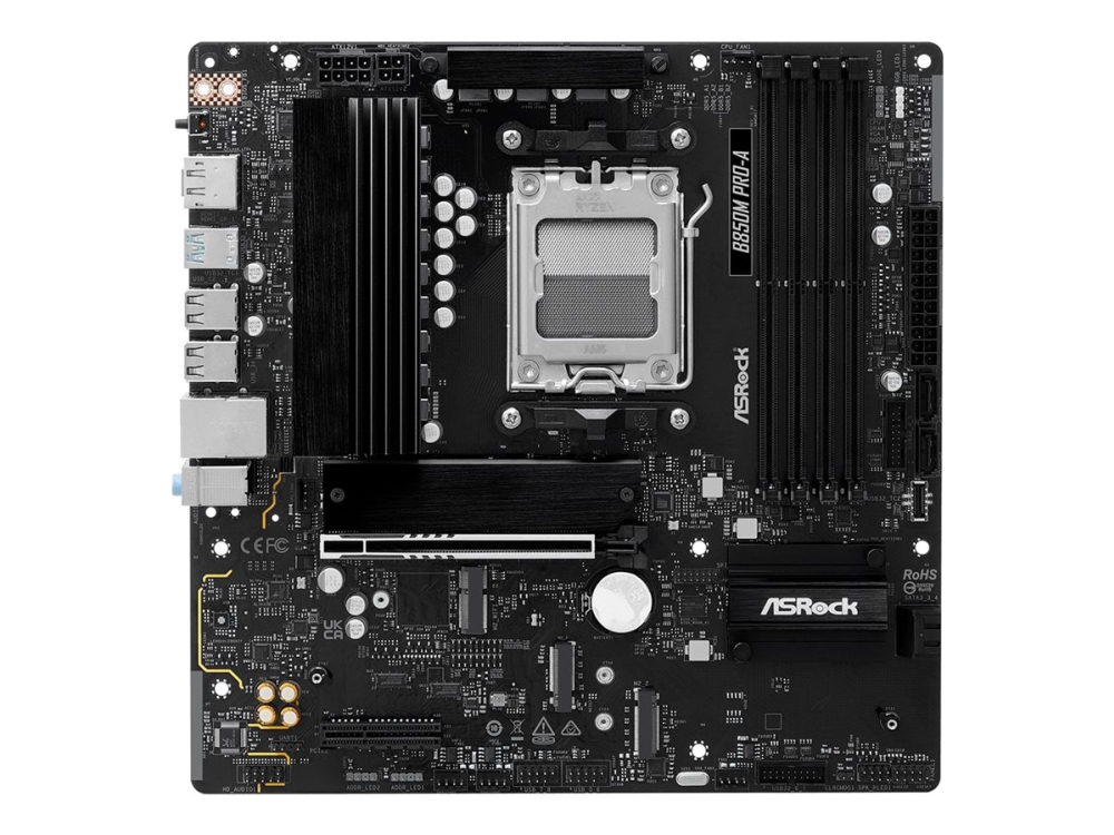 Asrock B850m Pro-A - Bundkort - Micro Atx - Socket Am5 - Amd B850 Chipset - Usb 3.2 Gen 2, Usb-C 3.2 Gen2, Usb 3.2 Gen 1 - 2.5 Gigabit Lan - Onboard