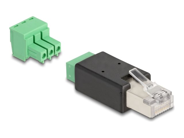 Delock 66607, Rj45, 3 Pin Terminal Block, Schwarz, Grün