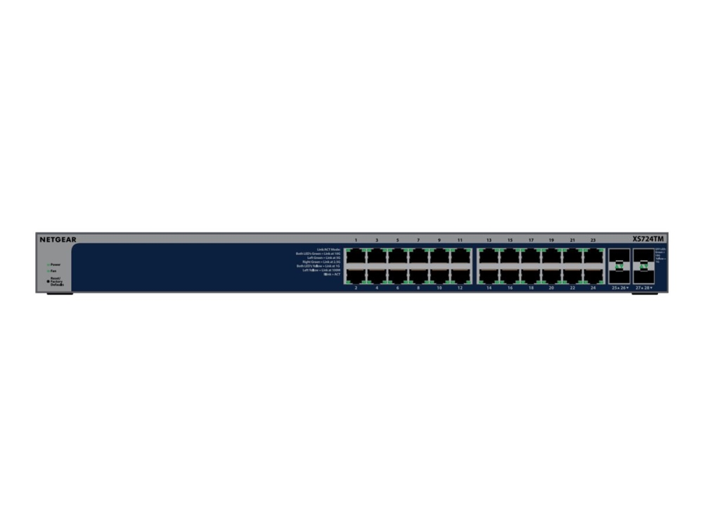 Netgear S3600 Series Xs724tm - Switch - 2+/L3 Lite - Smart - 24 X 10/25 Gigabit Ethernet + 4 X 1 Gigabit / 10 Gigabit Sfp+ - Desktop, Monterbar På St