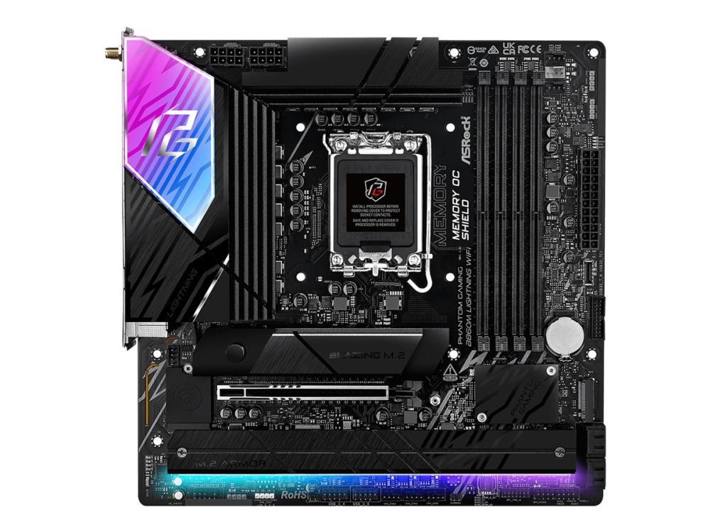 Asrock Phantom Gaming B860m Lightning Wifi Moderkort Micro Atx Lga1851 Uttag B860 Chipuppsattning Usb4 Usb C 3.2 Gen2 Usb 3.2 Gen 2 Usb