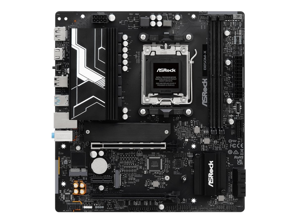 Asrock B850m X Moderkort Micro Atx Socket Am5 Amd B850 Chipuppsattning Usb 3.2 Gen 1 Usb C 3.2 Gen 1 2.5 Gigabit Lan Inbyggda Grafiken
