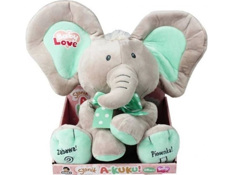 Madej Peek-A-Boo Interaktiver Elefanten-Talisman 24 Cm, Sandfarben Und Grau