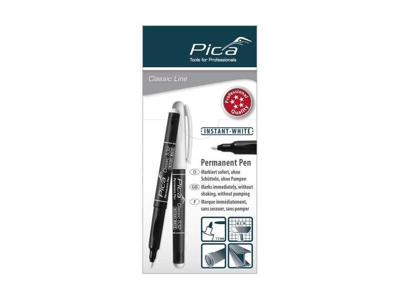 Pica Classic Permanent Marker Instant-White 1-2Mm Rund Spids Hvid - 1905032