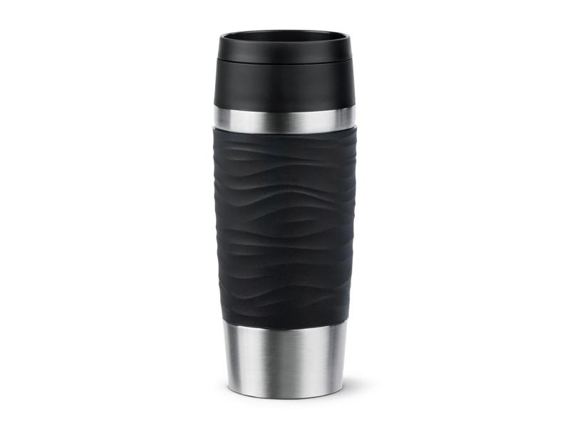 Emsa Travel Mug Waves, Sort, Rustfrit Stål, Silikone, Rustfrit Stål, Polypropylen (Pp), 36 Ml, 8,3 Cm, 200 Mm