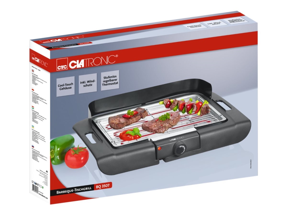 Bilde av BQ 3507, 2000 W, grill, elektrisk, benkeplate, rutenett, svart