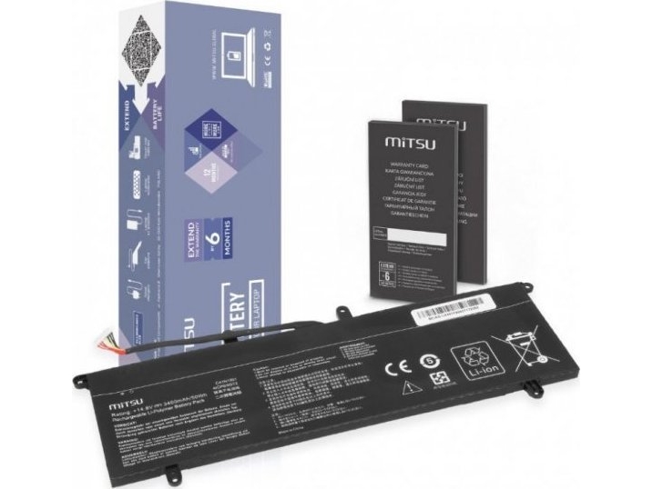 Mitsu Bateria C41n1901 Till Asus Zenbook Duo 14 Ux481f Ux481fa Ux481fl Series 3400 Mah 50 Wh 14.8v 14.4v