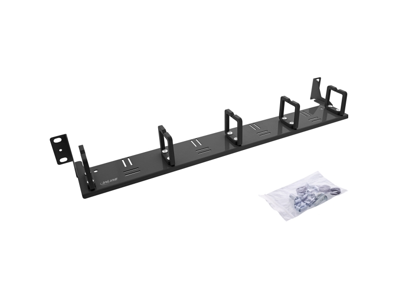 Inline 19" Kabelstyringspanel 5 Vandrette Plastbeslag Ral 9005 (19110J)