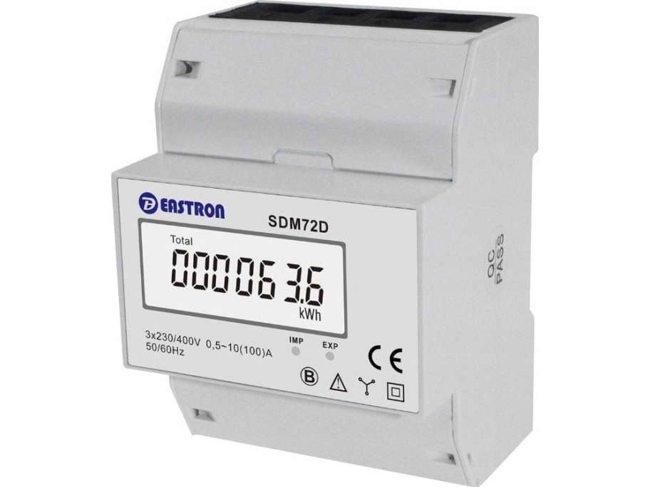 Elmätare digital direkt 3F+N 80A pulsutgång 1000 Imp/kWh ej MID-godkänd, 70 mm bred, Din-skena | EL Artiklar - Elcentral - Din-skena | GameStuff