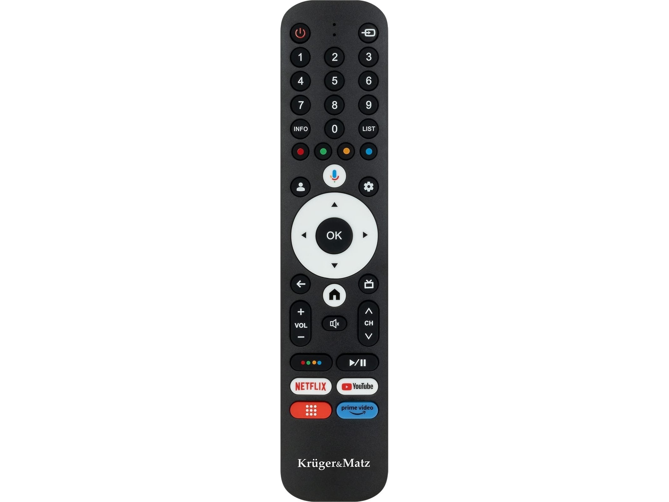 Kruger & Matz Google Tv Tv Nuotolinio Valdymo Pultas Su Skaičių Klavišais